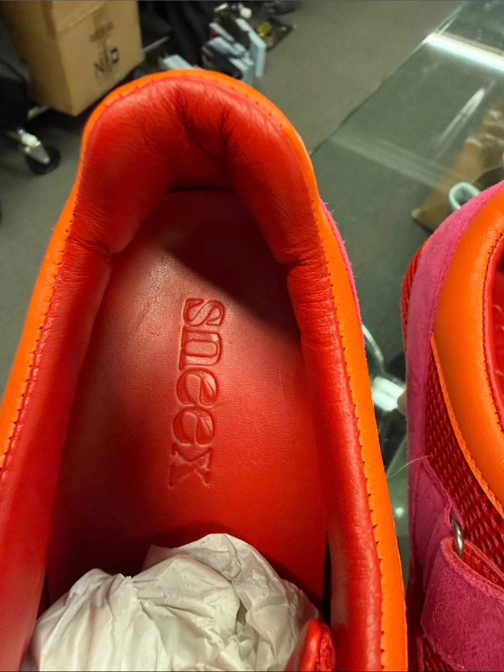 Sneed Women’s Red and Orange Strap Sport Heels — Stylish Slip-On Wedge